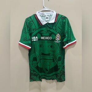 Men’s Polo T-shirt Soccer Team Mexico Short Sleeve Collar Neck Green Size M